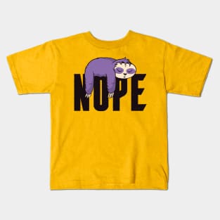 Nope Quote Funny Lazy Sloth Sleeping Artwork Kids T-Shirt